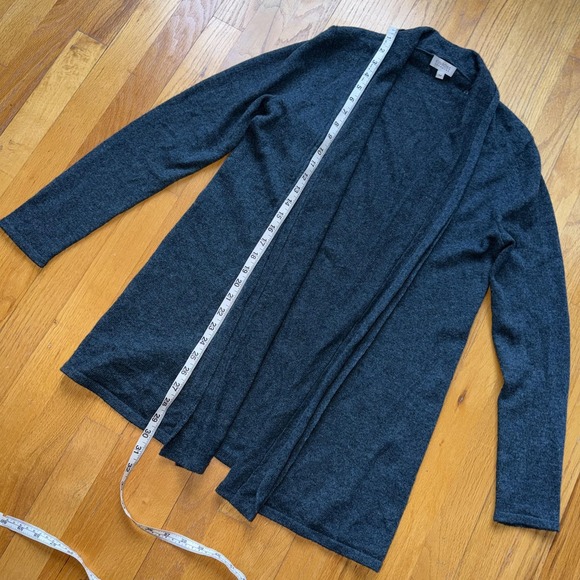 Kinross Cashmere Cardigan Sweater M Green Open Front Longline Knit Quiet Luxury - Picture 10 of 10